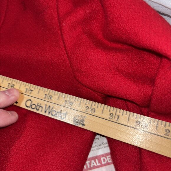 VTG Davis Of Boston Women’s L-XL Red Wool Trench Overcoat Flannel Lined Ski - Picture 8 of 16